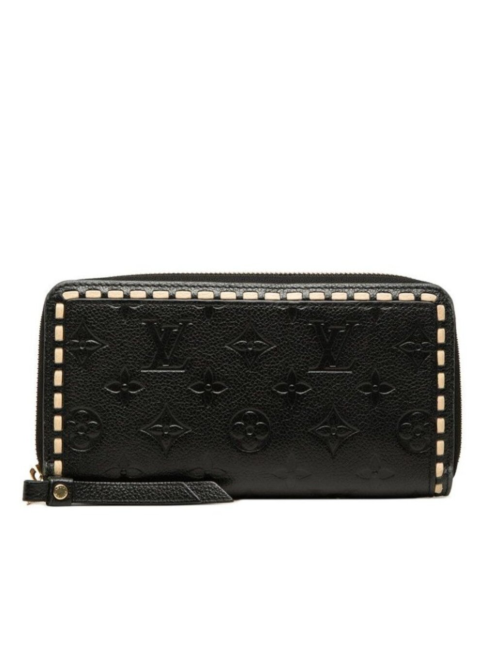 Louis Vuitton Monogram Empreinte Zippy Wallet Stitch Zip Around Noir Black